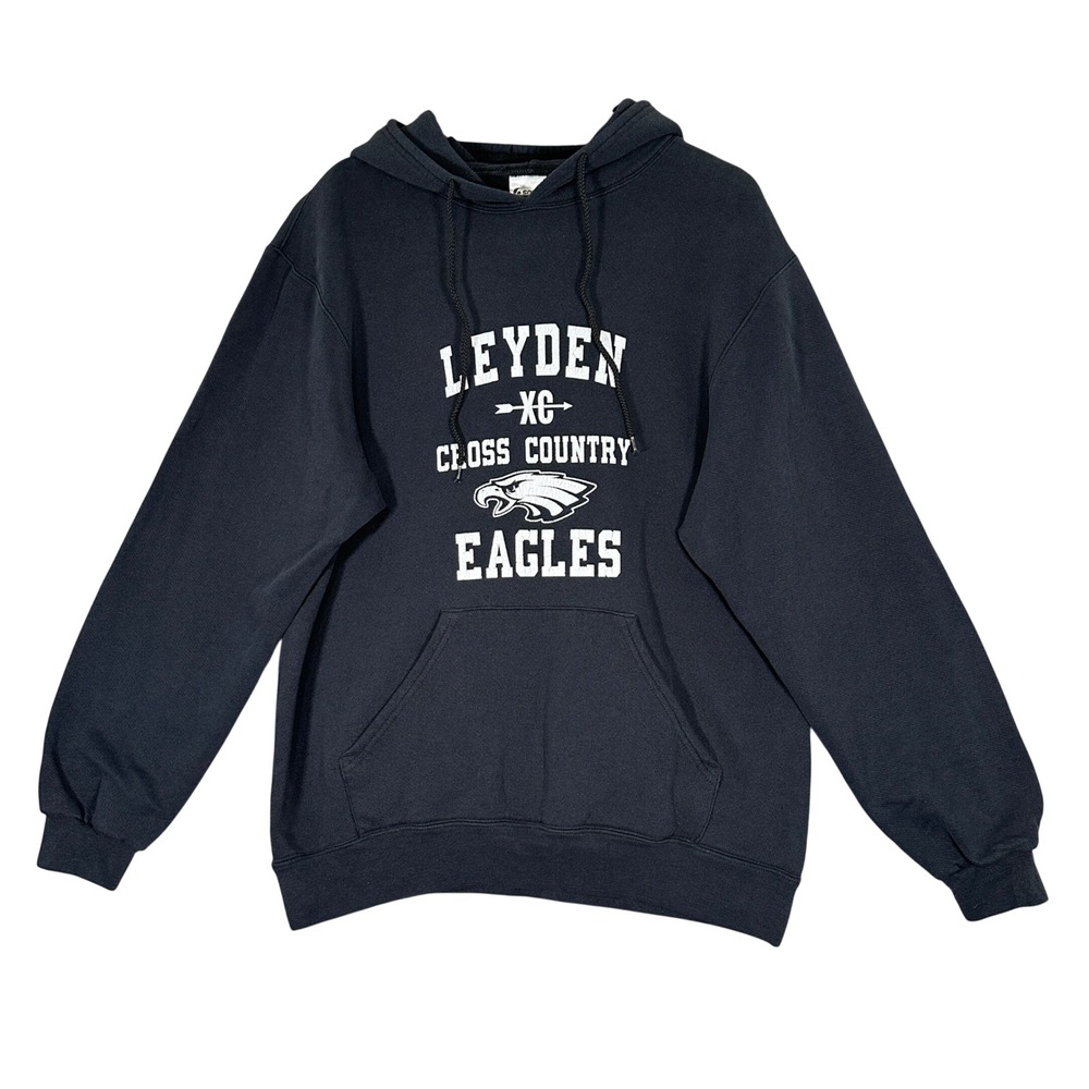 Soffe Leyden Cross Country Eagles Hoodie Mens Medium Navy Blue Graphic Good